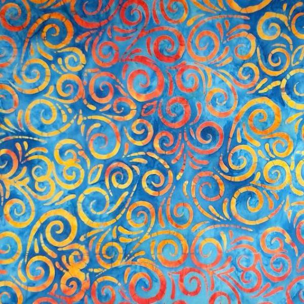 ORANGE BLUE - Chrome - Batikstoff aus Indonesien